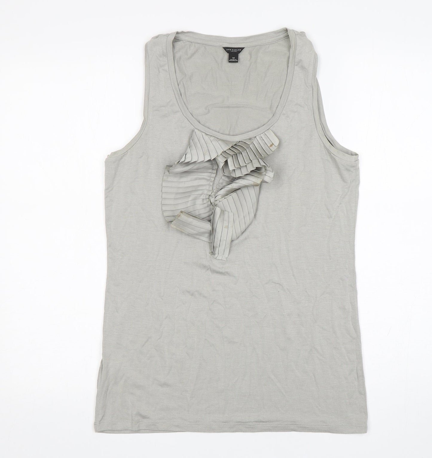 Ann Taylor  Womens Grey  Elastane Basic Tank Size M Round Neck