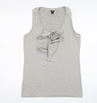 Ann Taylor  Womens Grey  Elastane Basic Tank Size M Round Neck