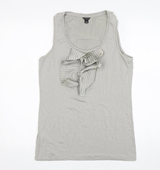 Ann Taylor  Womens Grey  Elastane Basic Tank Size M Round Neck