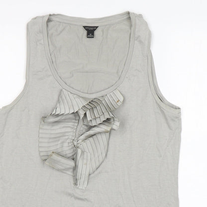 Ann Taylor  Womens Grey  Elastane Basic Tank Size M Round Neck
