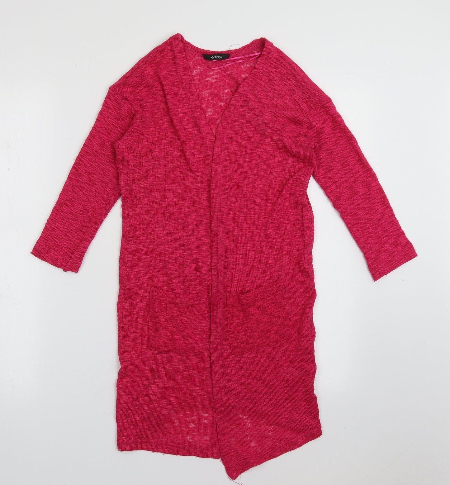 George Girls Pink V-Neck  Polyester Cardigan Jumper Size 6-7 Years