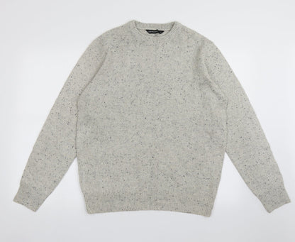 Cedar Wood State Mens Beige Crew Neck  Acrylic Pullover Jumper Size L