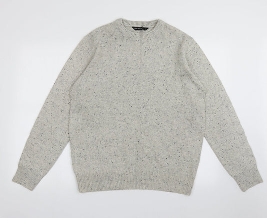 Cedar Wood State Mens Beige Crew Neck  Acrylic Pullover Jumper Size L