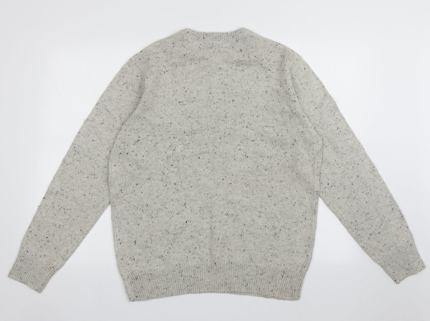 Cedar Wood State Mens Beige Crew Neck  Acrylic Pullover Jumper Size L