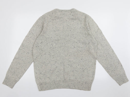 Cedar Wood State Mens Beige Crew Neck  Acrylic Pullover Jumper Size L