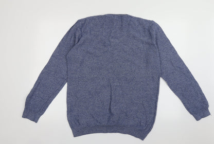 Cedar Wood State Mens Blue Crew Neck  Cotton Pullover Jumper Size L