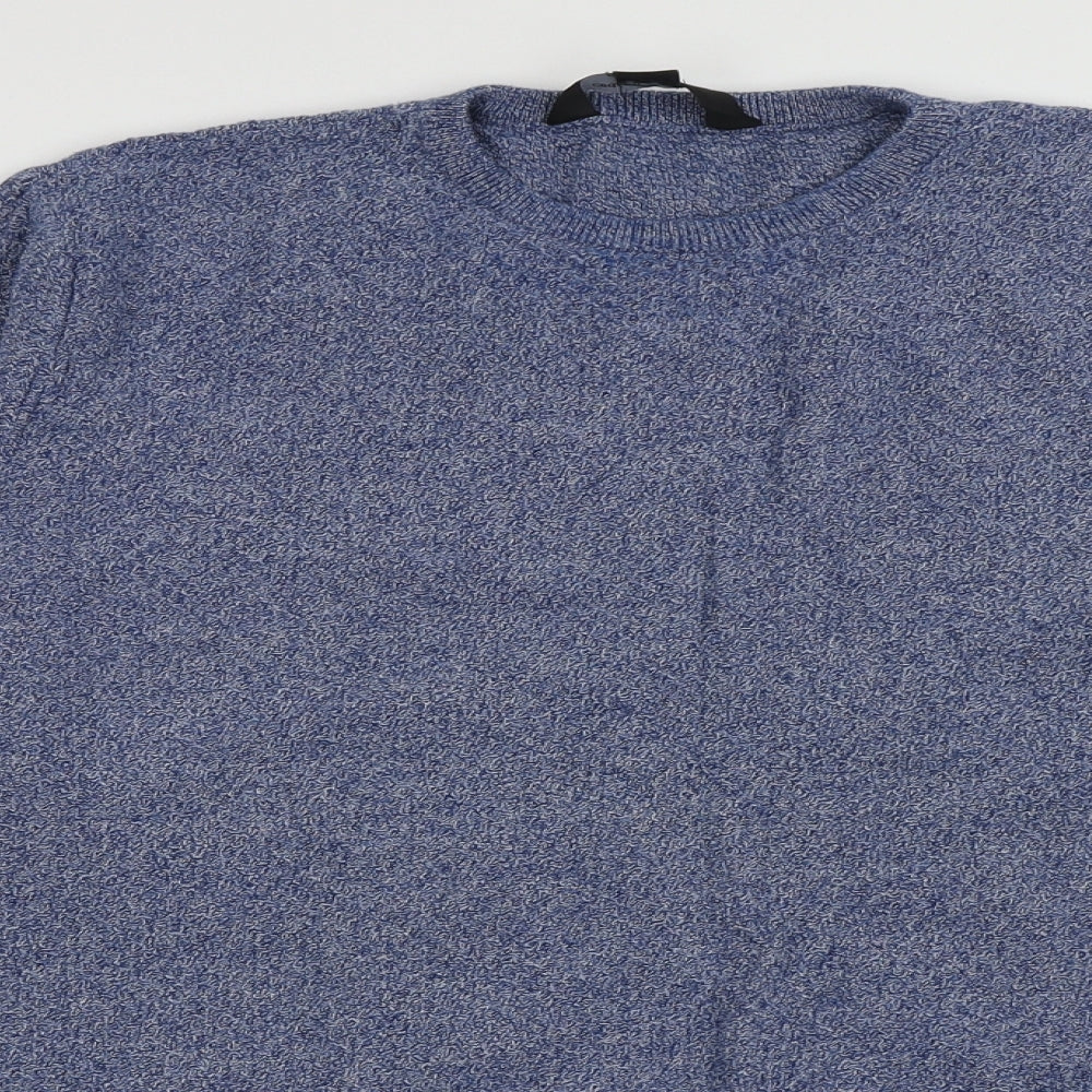 Cedar Wood State Mens Blue Crew Neck  Cotton Pullover Jumper Size L