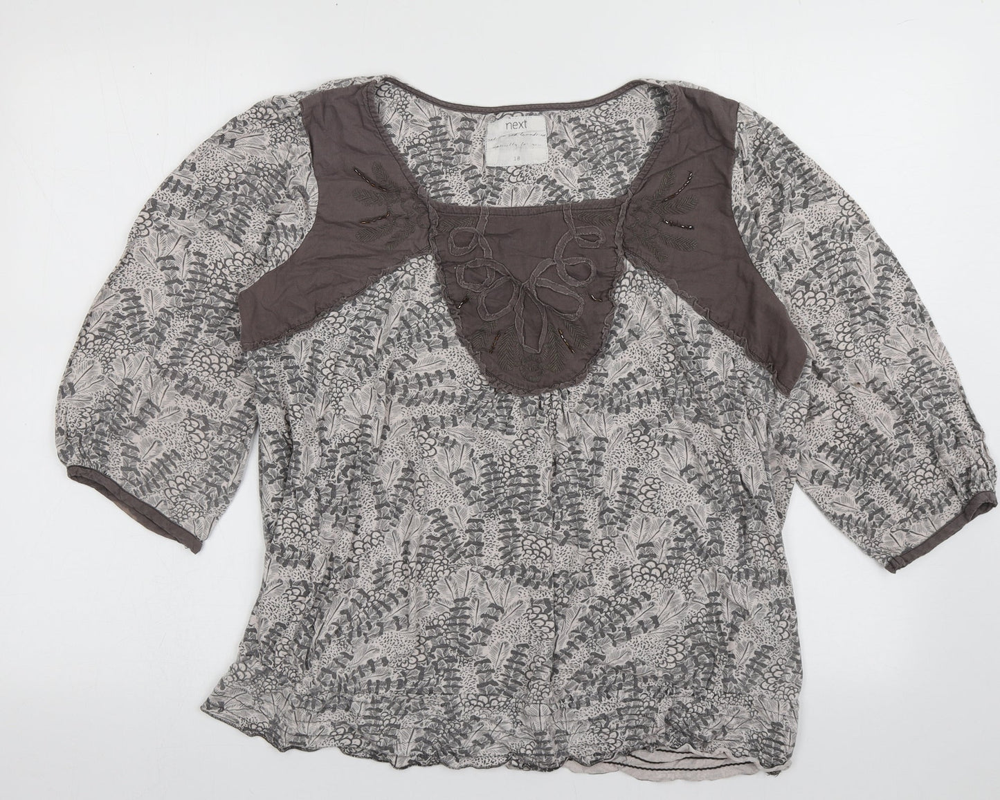 Womens UK Size 18 NEXT Grey Basic Blouse