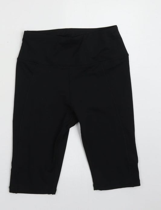 Front view of Primark women’s black polyester sweat shorts, size UK 6, 10-inch leg regular