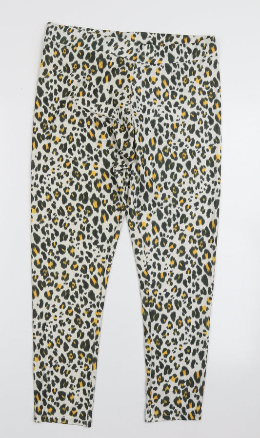 Womens UK Size M H&M Regular Fit Capri Yellow Trousers