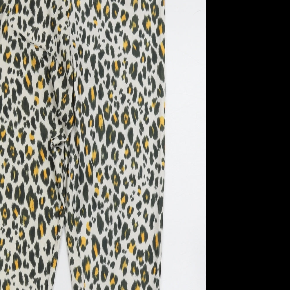 Womens UK Size M H&M Regular Fit Capri Yellow Trousers