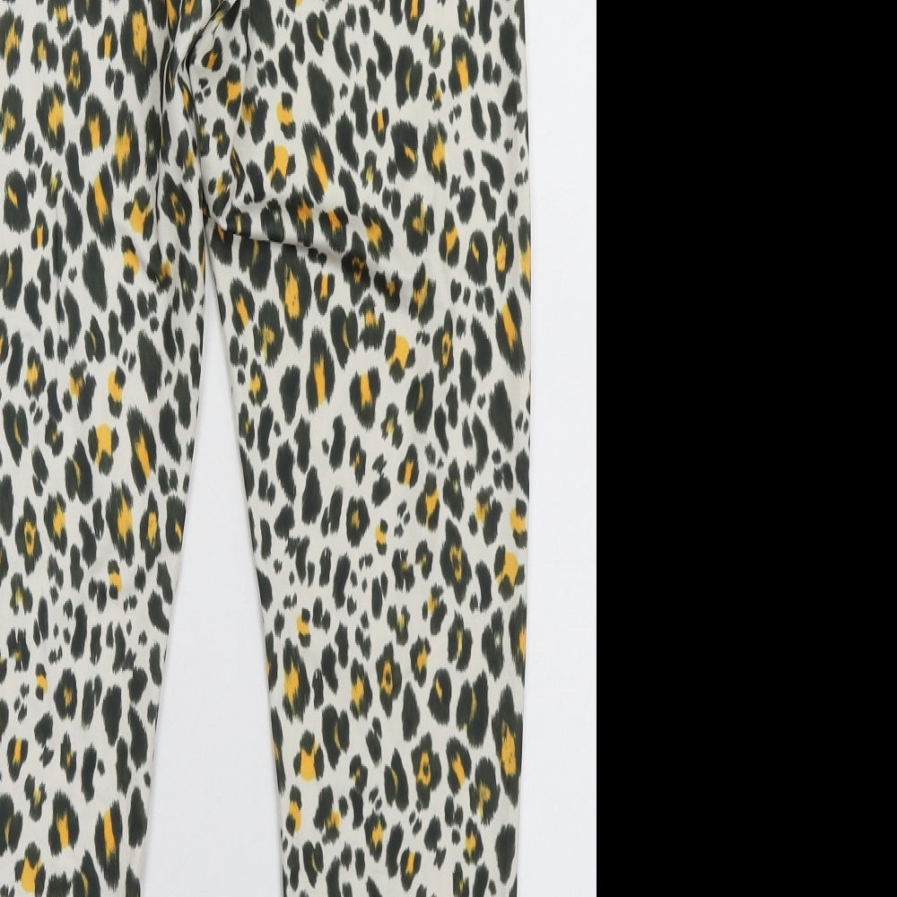 Womens UK Size M H&M Regular Fit Capri Yellow Trousers