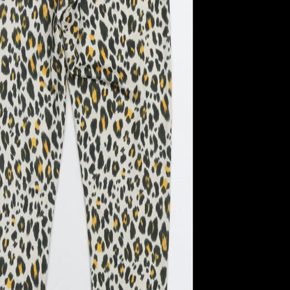 Womens UK Size M H&M Regular Fit Capri Yellow Trousers
