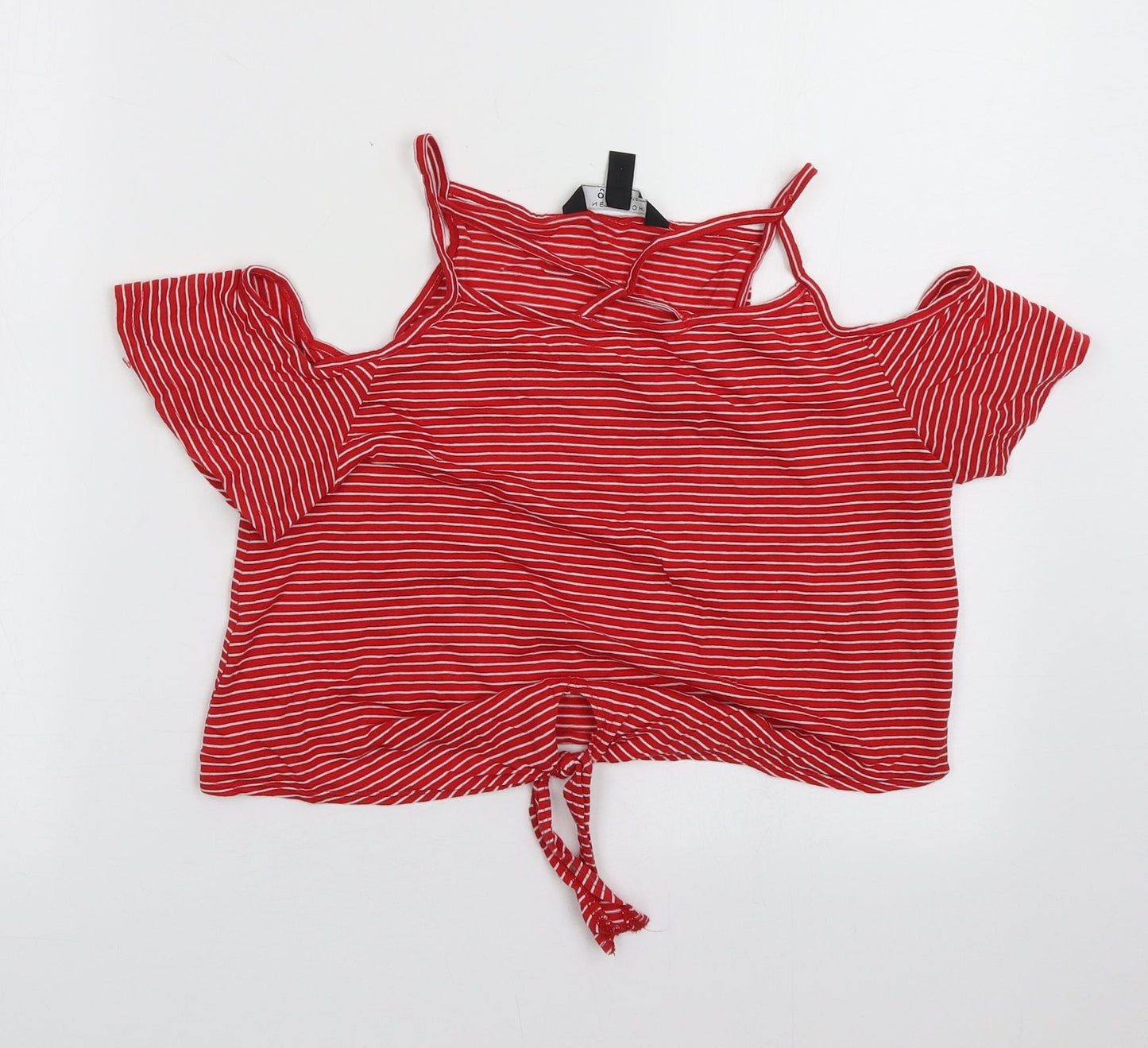 New Look Girls Red Striped Cotton Basic Tank Size 12-13 Years V-Neck Pullover - cold shoulder