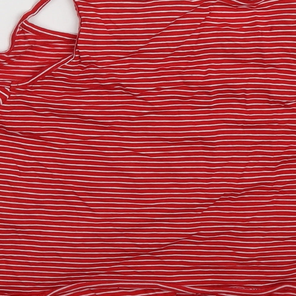 New Look Girls Red Striped Cotton Basic Tank Size 12-13 Years V-Neck Pullover - cold shoulder