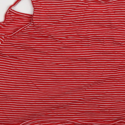 New Look Girls Red Striped Cotton Basic Tank Size 12-13 Years V-Neck Pullover - cold shoulder