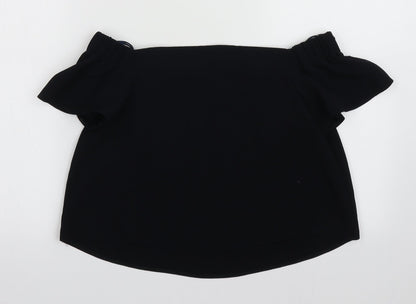 Womens UK Size 4 Topshop Blue Cropped Blouse