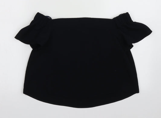 Womens UK Size 4 Topshop Blue Cropped Blouse