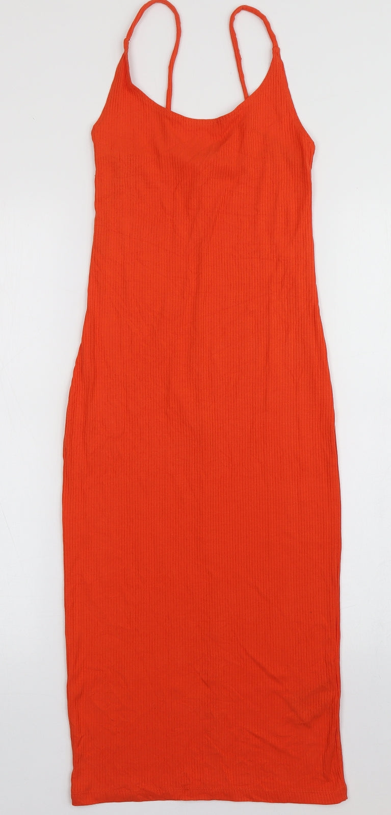 H&M Womens Orange  Viscose Bodycon  Size XS  V-Neck Pullover