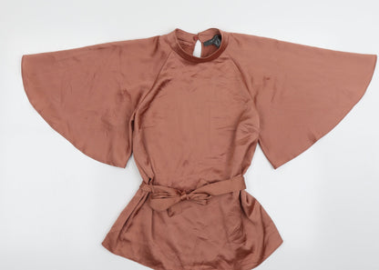 Primark Womens Pink  Polyester Basic Blouse Size 6 Crew Neck