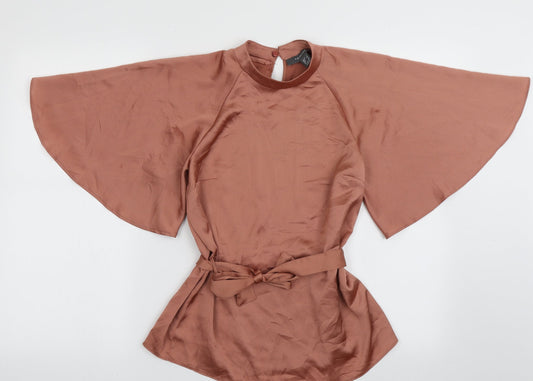 Primark Womens Pink  Polyester Basic Blouse Size 6 Crew Neck