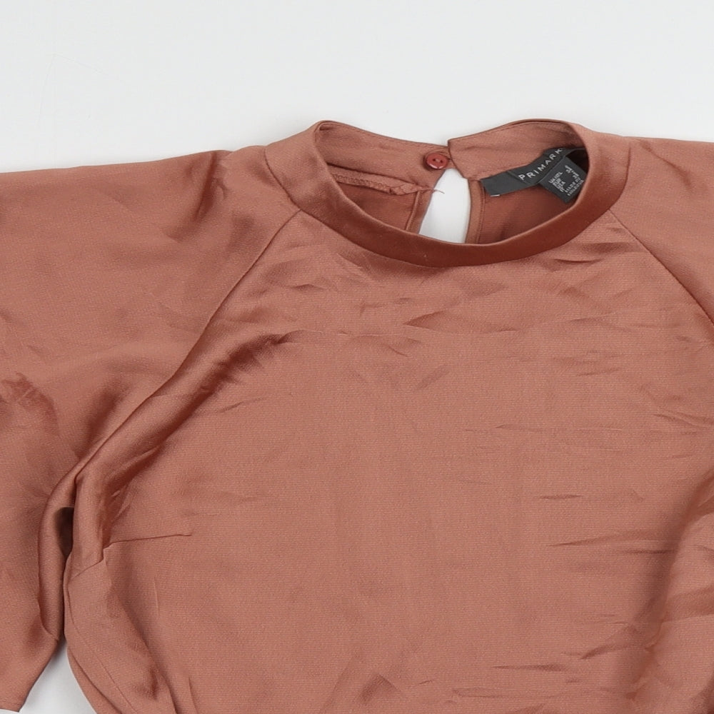 Primark Womens Pink  Polyester Basic Blouse Size 6 Crew Neck