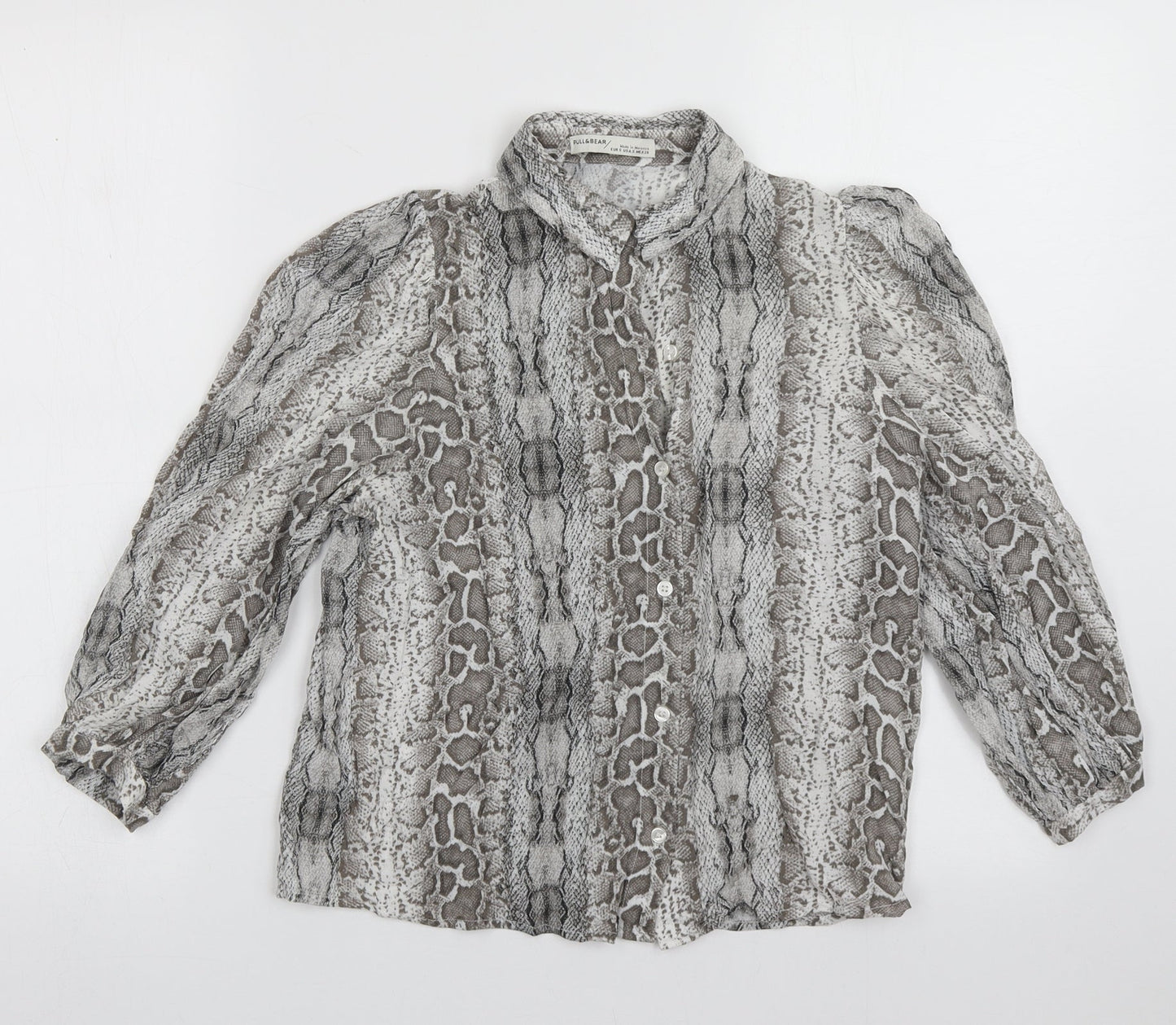 Womens UK Size S Pull&Bear Grey Basic Button-Up