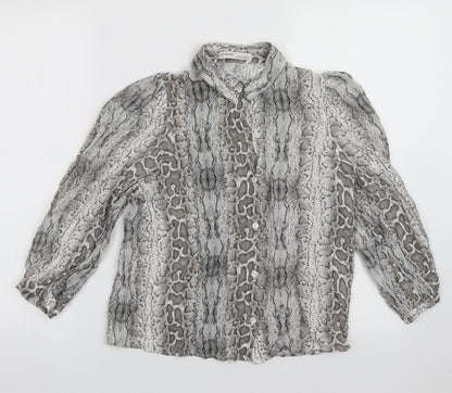Womens UK Size S Pull&Bear Grey Basic Button-Up