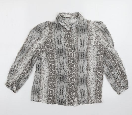 Womens UK Size S Pull&Bear Grey Basic Button-Up