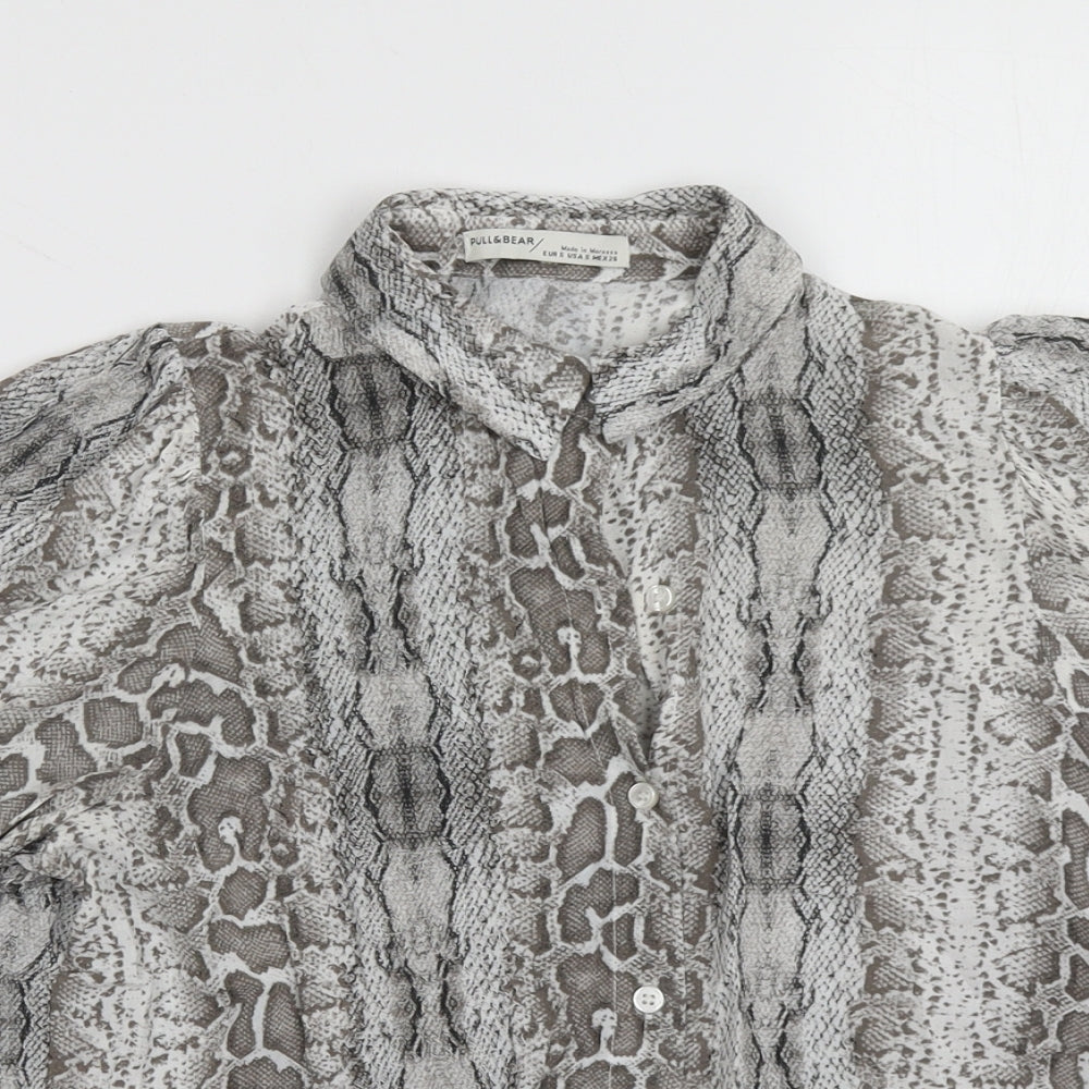 Womens UK Size S Pull&Bear Grey Basic Button-Up