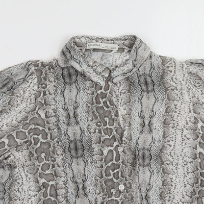 Womens UK Size S Pull&Bear Grey Basic Button-Up
