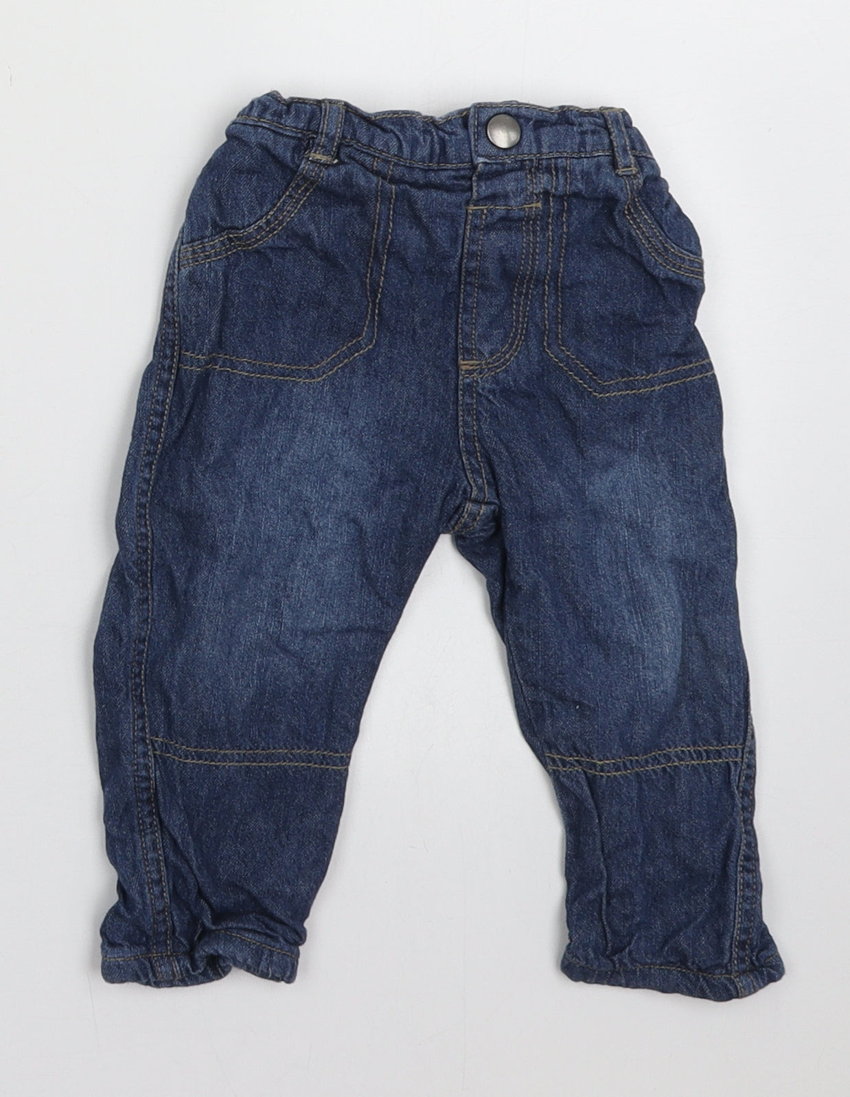George Boys Blue  Cotton Capri Jeans Size 9-12 Months  Buckle