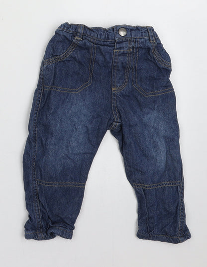 George Boys Blue  Cotton Capri Jeans Size 9-12 Months  Buckle