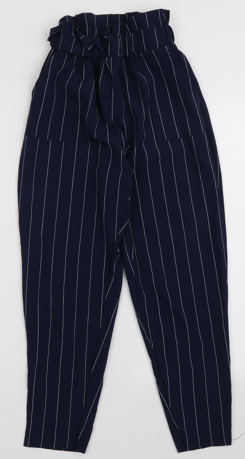 prewron Womens Blue Striped Polyester Trousers  Size S L26 in Regular