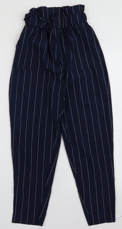 prewron Womens Blue Striped Polyester Trousers  Size S L26 in Regular
