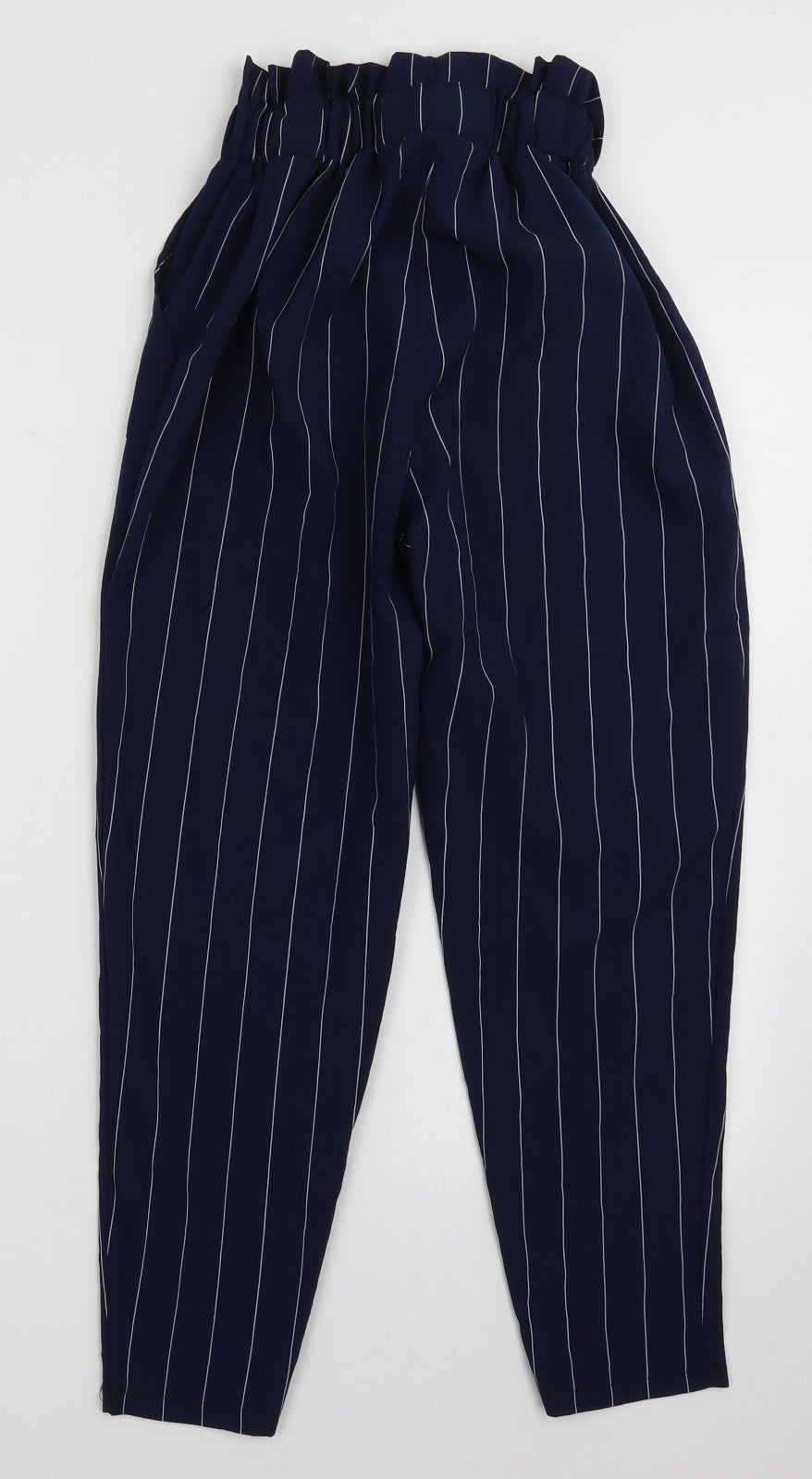 prewron Womens Blue Striped Polyester Trousers  Size S L26 in Regular
