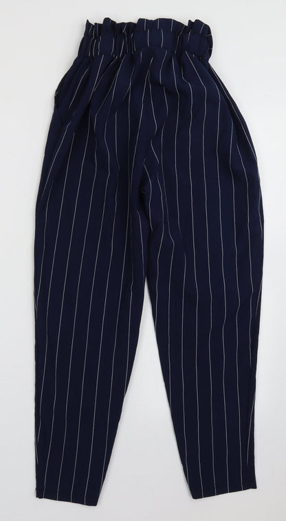 prewron Womens Blue Striped Polyester Trousers  Size S L26 in Regular