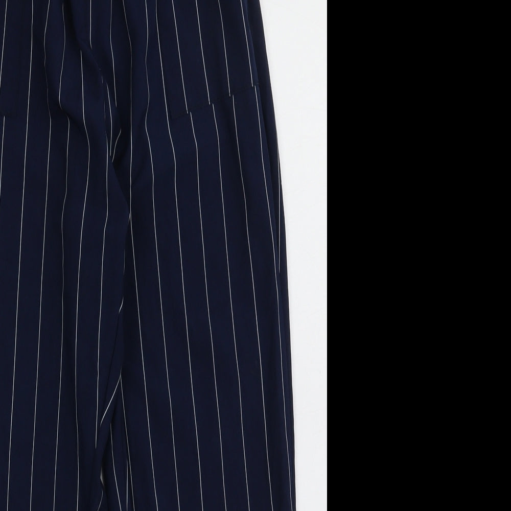 prewron Womens Blue Striped Polyester Trousers  Size S L26 in Regular