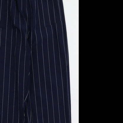 prewron Womens Blue Striped Polyester Trousers  Size S L26 in Regular