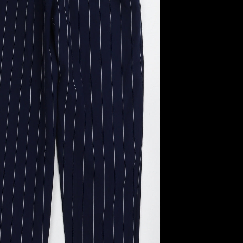 prewron Womens Blue Striped Polyester Trousers  Size S L26 in Regular