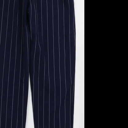 prewron Womens Blue Striped Polyester Trousers  Size S L26 in Regular