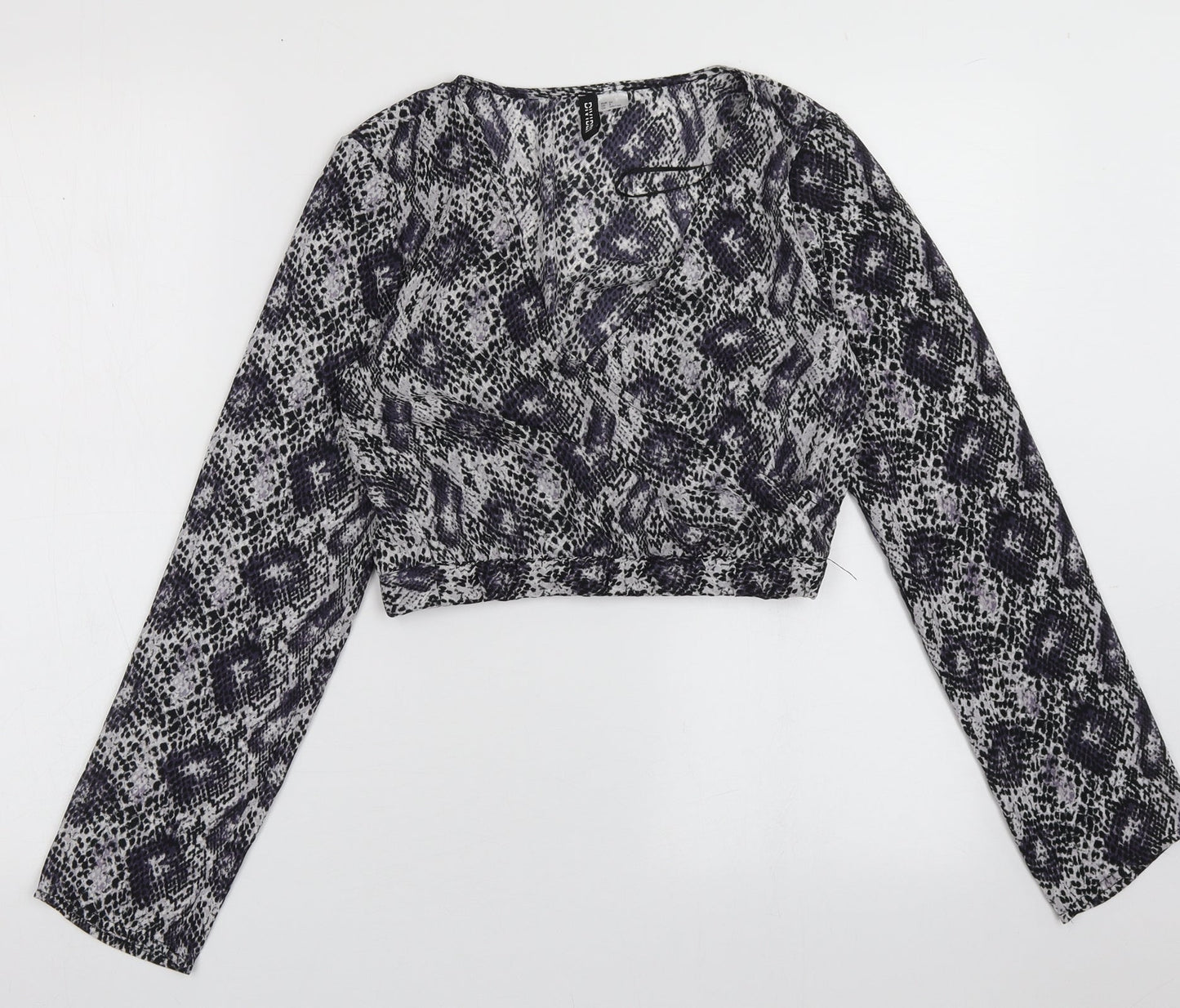 Womens UK Size 4 H&M Purple Cropped Blouse