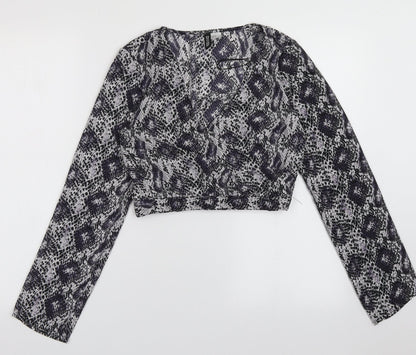 Womens UK Size 4 H&M Purple Cropped Blouse