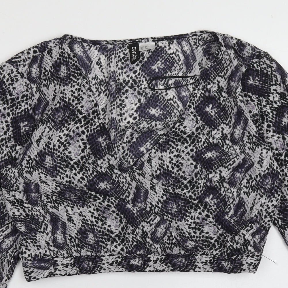 Womens UK Size 4 H&M Purple Cropped Blouse