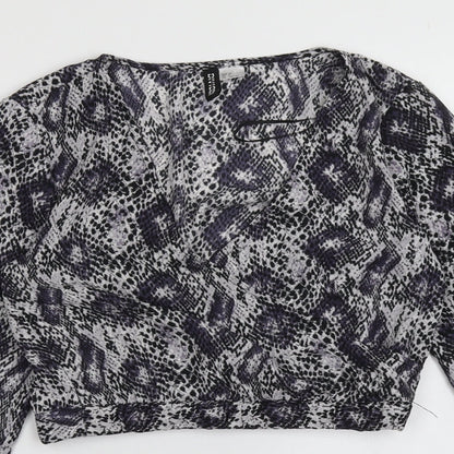 Womens UK Size 4 H&M Purple Cropped Blouse