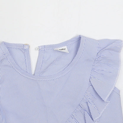 patpat Girls Blue Striped Polyester Basic Tank Size 3 Years Crew Neck Button