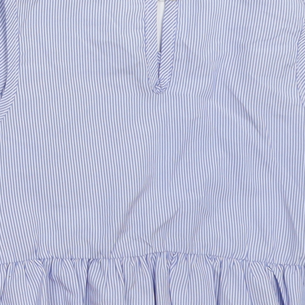 patpat Girls Blue Striped Polyester Basic Tank Size 3 Years Crew Neck Button