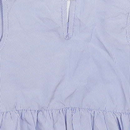 patpat Girls Blue Striped Polyester Basic Tank Size 3 Years Crew Neck Button
