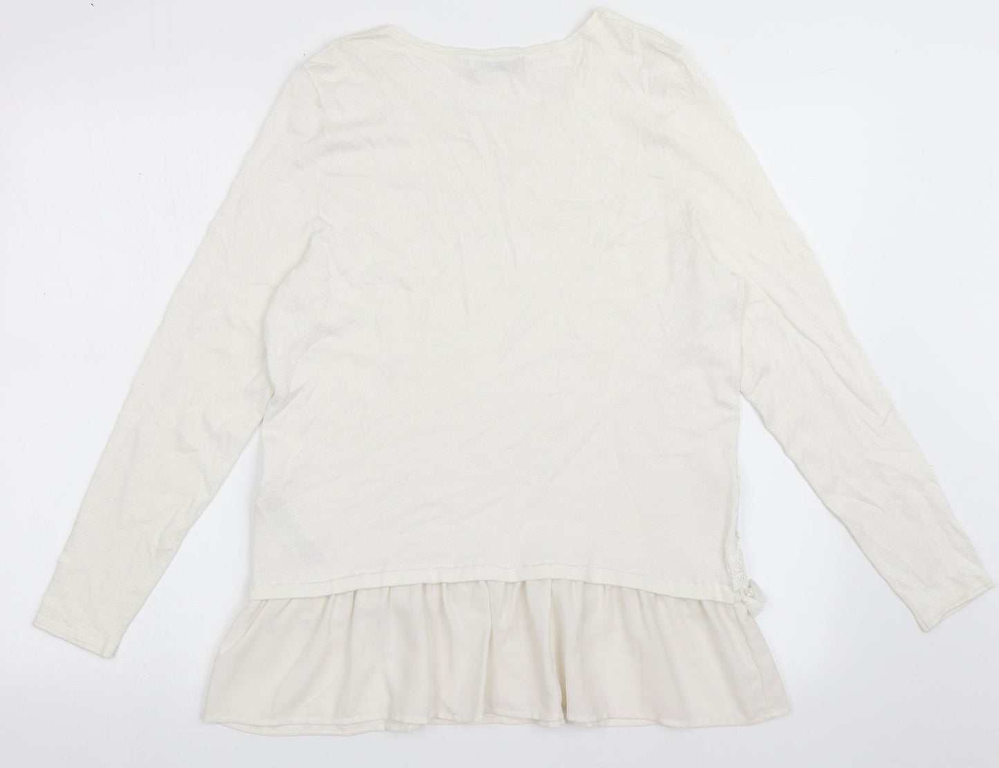 Marks and Spencer Womens White Crew Neck  Viscose Pullover Jumper Size 14