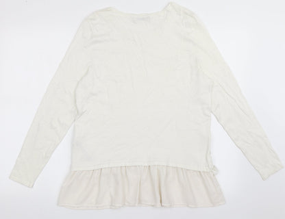 Marks and Spencer Womens White Crew Neck  Viscose Pullover Jumper Size 14